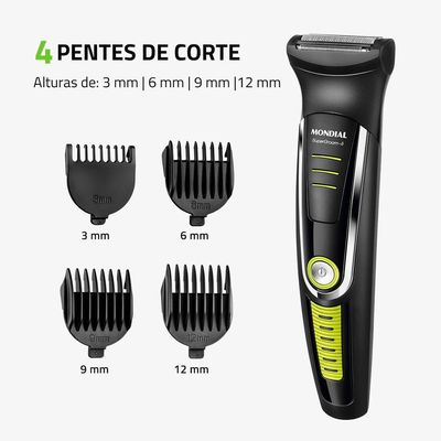 Aparador De Pelos Mondial Super Groom Lâminas Em Aço Inox 6w Bg-04 Preto/verde Bivolt
