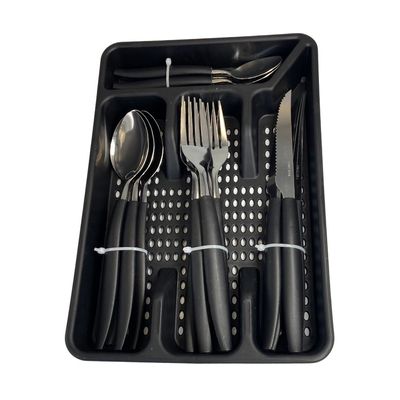 Conjunto 17 Peças Faqueiro com Porta Talher - Preta