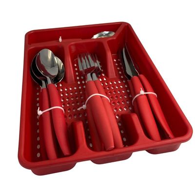 Conjunto 17 Peças Faqueiro com Porta Talher - Vermelha