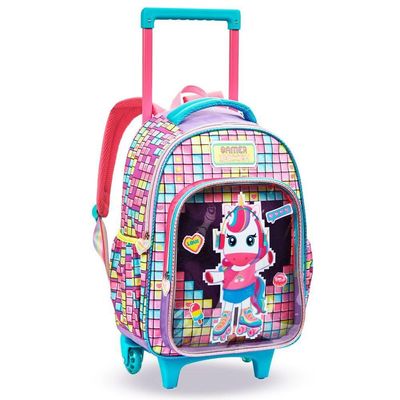 Kit Mochila Rodinhas Lancheira Estojo Escolar Unicornio Gamer
