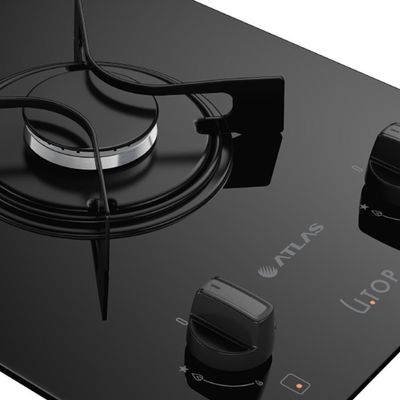 Cooktop 2 Bocas Atlas U Top Com Mesa De Vidro Preto Bivolt Bivolt