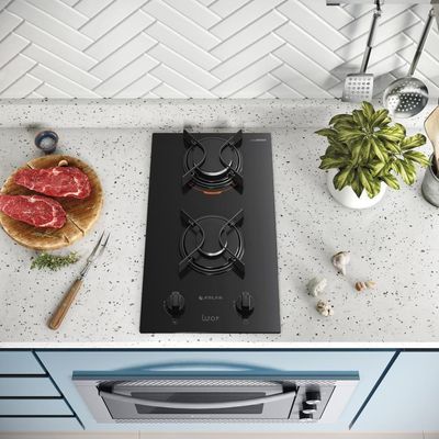 Cooktop 2 Bocas Atlas U Top Com Mesa De Vidro Preto Bivolt Bivolt