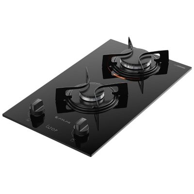 Cooktop 2 Bocas Atlas U Top Com Mesa De Vidro Preto Bivolt Bivolt