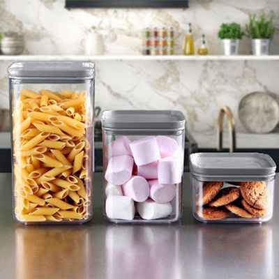 Porta Mantimentos Hermético Cristal 500ml Cinza