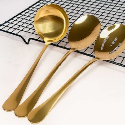 Concha Colher Dourado Servir Vazada Servir Jogo Aço Inox