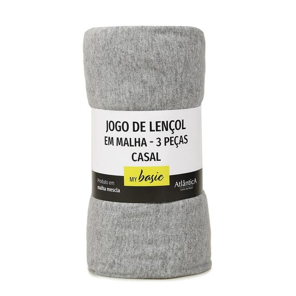 Jogo Casal 3 Peças Malha My Basic Atlântica Cinza Claro Casal / Cinza Claro