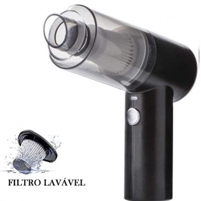 MINI ASPIRADOR DE PÓ SEM FIO PORTÁTIL PARA CARRO CASA CARREGAMENTO VIA USB Único / Preto