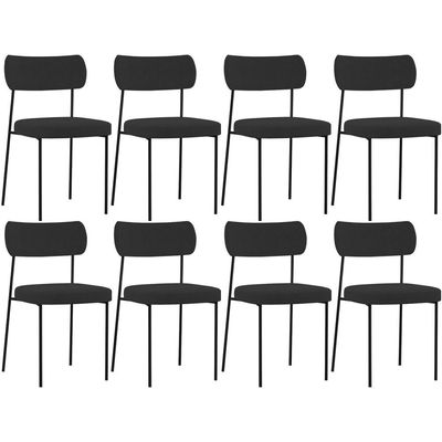 Kit 08 Cadeiras Estofadas Para Sala De Jantar Melina L02 Suede Preto - Lyam Decor