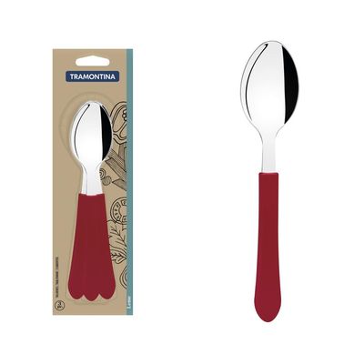 Conjunto de Colheres de Mesa Tramontina Leme com Laminas em Aço Inox e Cabos de Polipropileno Vermelho 3 Peças