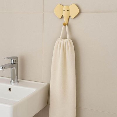 Kit 3 Penduradores 8cm Elefante Dourado Aço Luft Masutti Gancho de Parede Enfeite