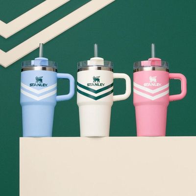 Copo Quencher Stanley Com Canudo Com Alça 591ml Cream Chevron