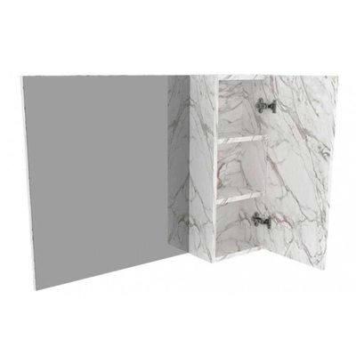 Armário C/ Balcão Banheiro Suspenso Bn3607 S/cuba 60cm E Espelho Bn3602 Mármore Branco Tecno Mobili