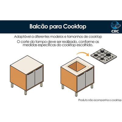 Balcão De Cozinha P/ Cooktop Celeste C/ 2 Portas 80cm Cinamomo/platina - Mgm