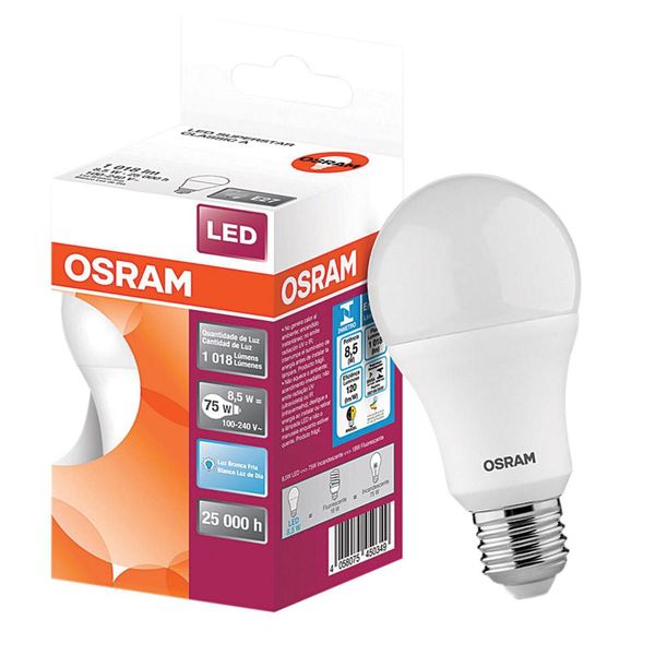 Lâmpada Led 8,5W Osram CLA75 Branca Bivolt Bivolt