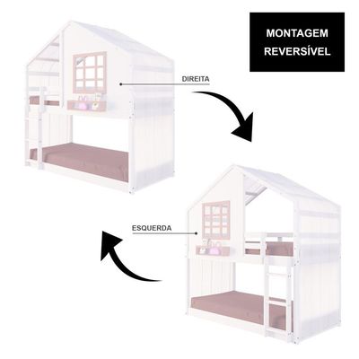 Beliche Montessoriano Casinha Com Janela E Cortina Madeira Maciça Branco/rosa Housin