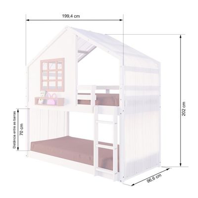 Beliche Montessoriano Casinha Com Janela E Cortina Madeira Maciça Branco/rosa Housin