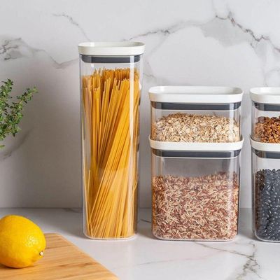 Conjunto De Potes Herméticos 2 L 4 Peças Block Modular Transparente Ou