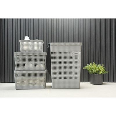 Cesto De Roupa Grid Preto 49 L Com Tampa 38 X 28 X 55,2 Cm
