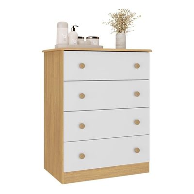 Cômoda Infantil 65cm Com 4 Gavetas Encanto Multimóveis Mp4427 Madeirado/branco Madeirado/branco