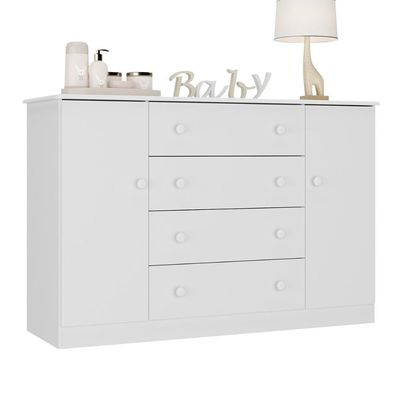 Cômoda Infantil 125cm 2 Portas E 4 Gavetas Encanto Multimóveis Mp4450 Branco Branco