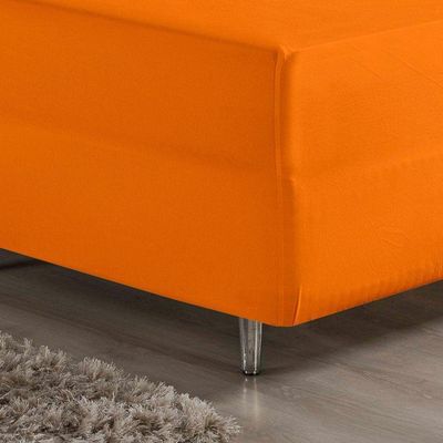 Jogo De Cama Queen Nobre 3 Peças Luva De Box 55cm De Altura Malha 100% Algodão - Laranja