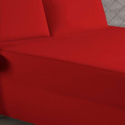 Jogo De Cama Queen Nobre 3 Peças Luva De Box 55cm De Altura Malha 100% Algodão - Vermelho
