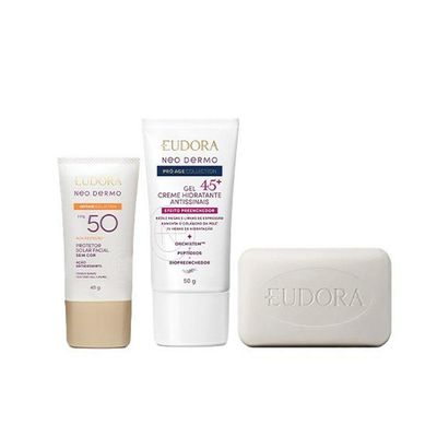 Combo Tratamento Facial Protetor Solar 50p Creme Anti-sinais Sabonete Anti Acne