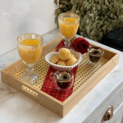 Bandeja De Bambu Com Fundo Em Treliça 48 X 35 X 5 Cm Wolff