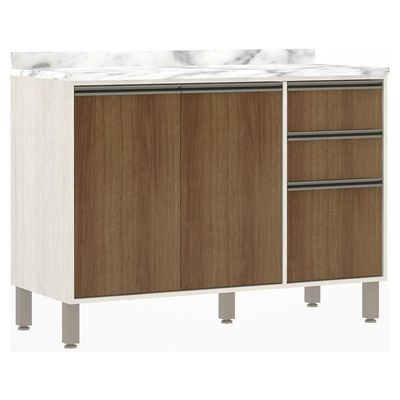 Balcão De Cozinha Madeira 120Cm Línea Luciane Avelã Avelã