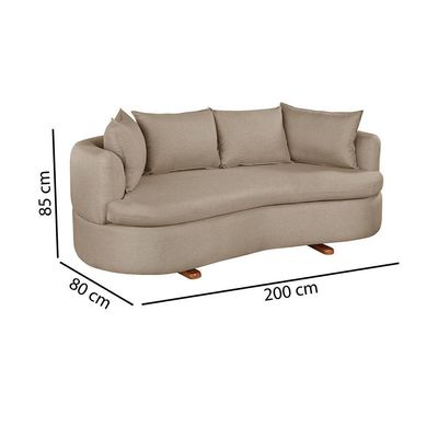 Sofa 4 Lugares Linho M-204 2m Living Estofados Martins Linho Bege Mesclado