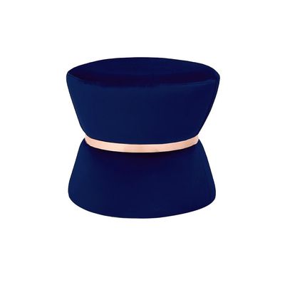 Puff Decorativo Sala de Estar 45cm Dhaka Veludo Azul Bic - Gran Belo