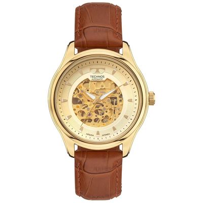 Relógio Technos Masculino Ref: 8n24aq/0x Automático Esqueleto Dourado