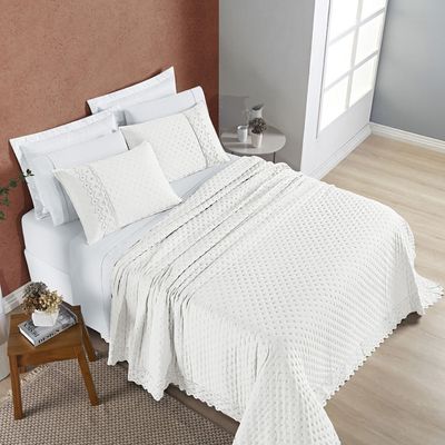 Cobre Leito Queen Divino Lese 3 Peças Dupla Face - Branco