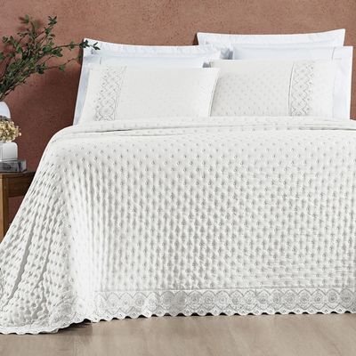 Cobre Leito Queen Divino Lese 3 Peças Dupla Face - Branco