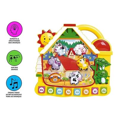 Piano Musical Educativo Paradise Casinha - Dm Toys 5529