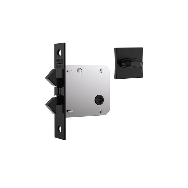 FECHADURA PORTA DE CORRER E BATER STAM 1006S WC BANHEIRO BLACK PRETO PRETA QUADRADA 45 MM
