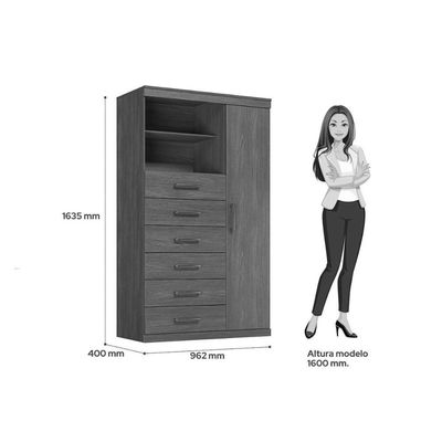 Guarda Roupa +cômoda 2 Peças Qc323 Jatobá - Santos Andirá