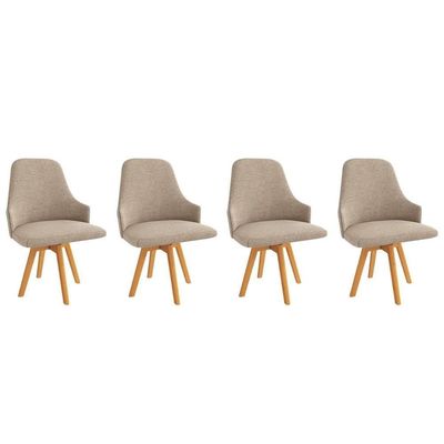 Cadeira Jantar Suria 1c002ca Premium Madeira Maciça Kit 4 Un Carvalho/linho Bege Fendi Kappesberg