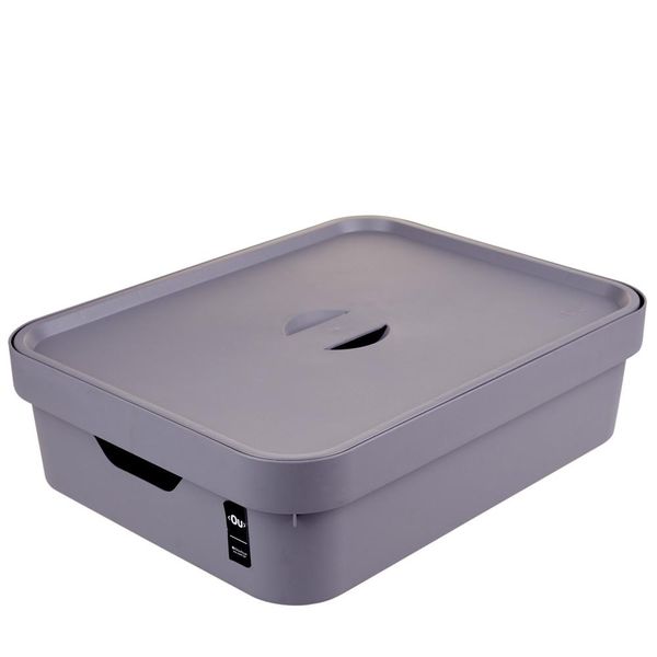 Caixa Organizadora 16L Baixa com Tampa e Alça Cube OU Chumbo Chumbo