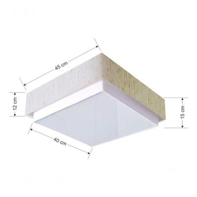 Plafon Quadrado Vivare Md-3090 Cúpula Em Tecido 45x45cm - Bivolt Linho Bege 127/220v