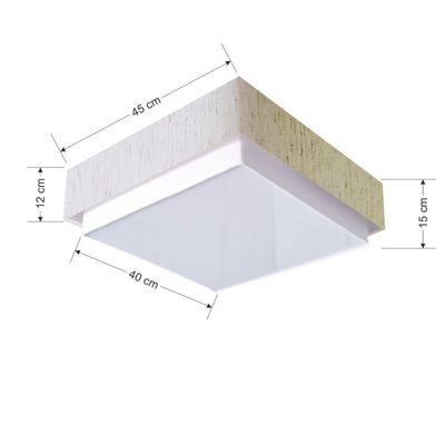 Plafon Quadrado Vivare Md-3090 Cúpula Em Tecido 45x45cm - Bivolt Linho Bege 127/220v