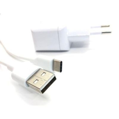 Kit Carregador Moto G5 S Plus Com Cabo Micro Usb V8 Branco
