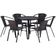 6 Cadeiras E Mesa Floripa Tampo Tramado Alumínio Trama Preto