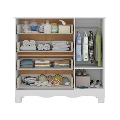 Cômoda Infantil 95cm 1 Porta E 4 Gavetas Dengo Multimóveis Mp4439 Branco Branco
