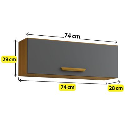 Nicho Aéreo Cozinha Athenas 1 Porta Espaçoso Mobilihouse Cinamomo/cinza Acetinado