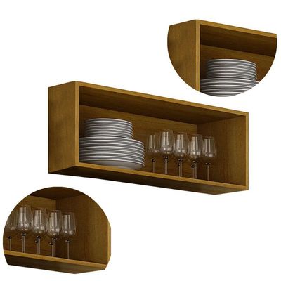 Nicho Aéreo Cozinha Athenas 1 Porta Espaçoso Mobilihouse Cinamomo/cinza Acetinado