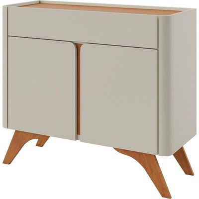 Buffet Aros 2 Portas Pés Madeira Maciça - Mavaular Off White-naturale