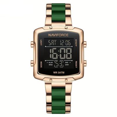 Relógio Digital Feminino Fashion Design Simples Quadrado Em Aço Inoxidavel Rosa Verde