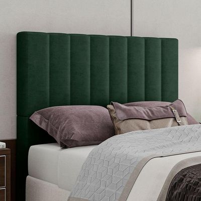 Cabeceira Estofada Casal 140 Cm Esmeralda Veludo Verde