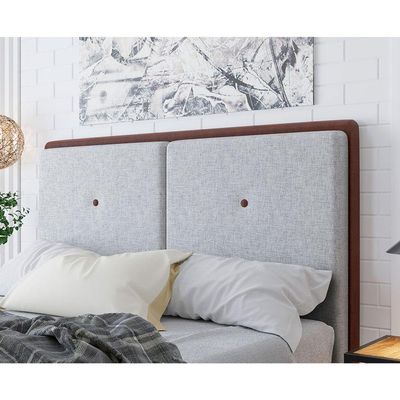 Cabeceira Estofada Casal 140 Cm Coral Linho Cinza